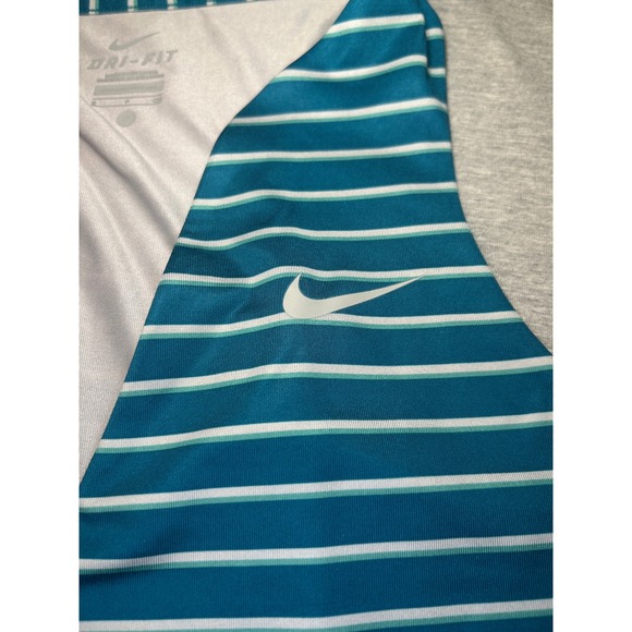Nike Dri Fit Teal White Striped Athletic Tennis Tank Top Women's Small - Picture 5 of 10